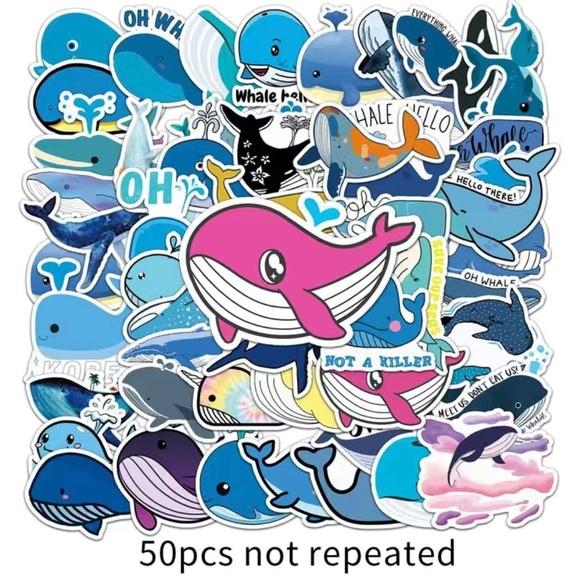 NWT 50 Piece Cartoon Whale Stickers - Picture 3 of 5